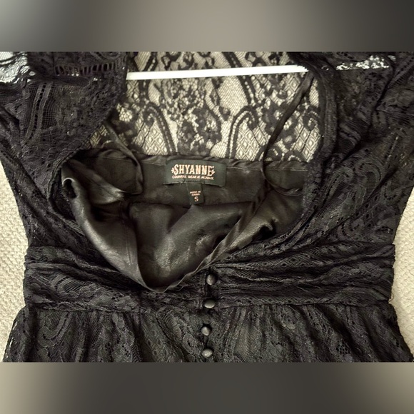 Shyanne Elegant Western Black Lace midi Dress | Size: S | Color: Black - Picture 3 of 12